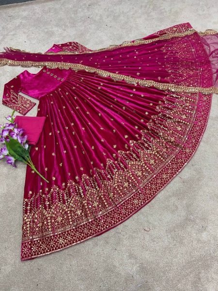  Party Wear Look Heavy Viscos Velvet With Heavy Embroidery Work Gown With Dupatta  Ready To Wear Collection