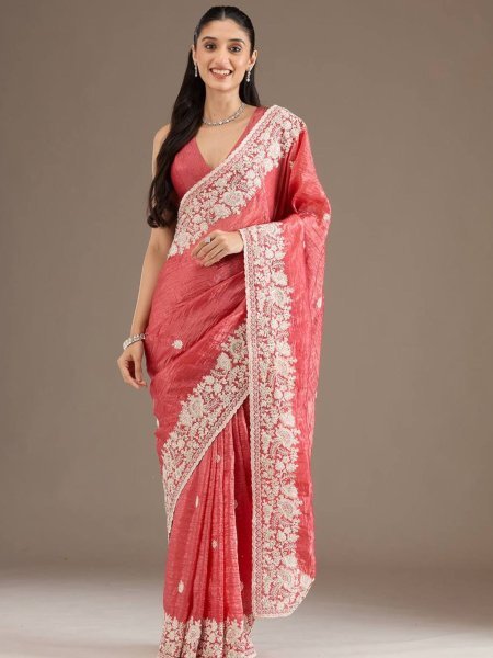 Party Wear Saree at Manufacturer in Surat Women Embroidered Traditional Saree 