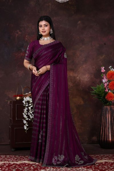 Party Wear Silk Georgette Saree For Women Silk Sarees Wholesale