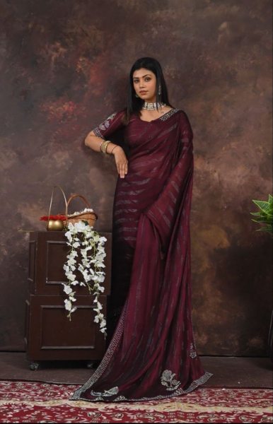 Party Wear Silk Georgette Saree For Women Silk Sarees Wholesale