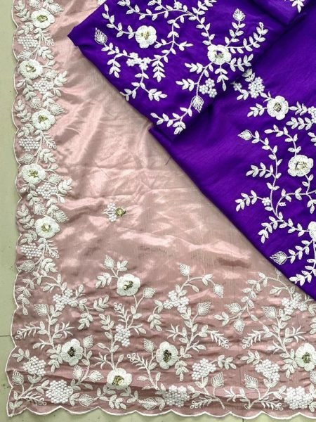 Party Wear Soft chinon silk Saree Silk Sarees Wholesale