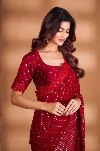 Party Wear Soft Georgette Sequence Work Saree  Georgette Sarees Wholesale