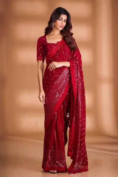 Party Wear Soft Georgette Sequence Work Saree  Georgette Sarees Wholesale