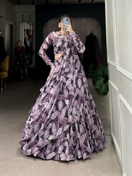 Party Wear Tabby Silk Purple Color Lehenga Choli Designer Lehenga Choli