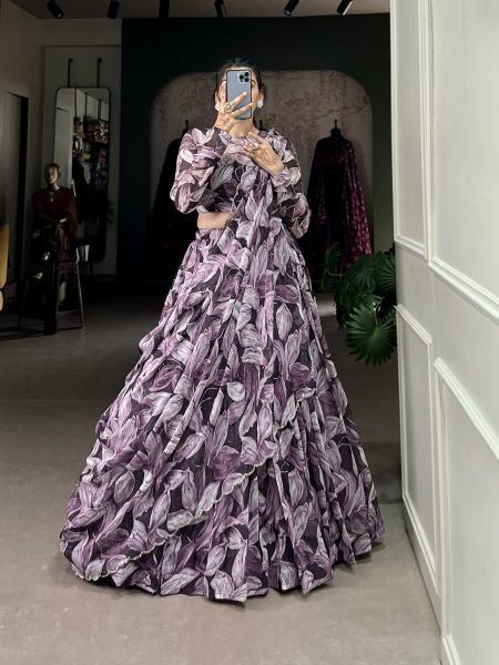 Party Wear Tabby Silk Purple Color Lehenga Choli Designer Lehenga Choli