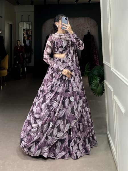Party Wear Tabby Silk Purple Color Lehenga Choli Designer Lehenga Choli