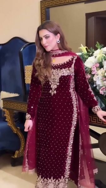Party Wear Viscose Velvet With Embroidery Sequence Work  Ready To Wear Collection