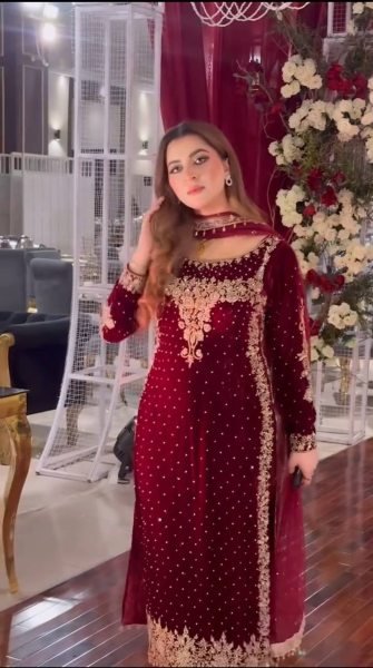 Party Wear Viscose Velvet With Embroidery Sequence Work  Ready To Wear Collection