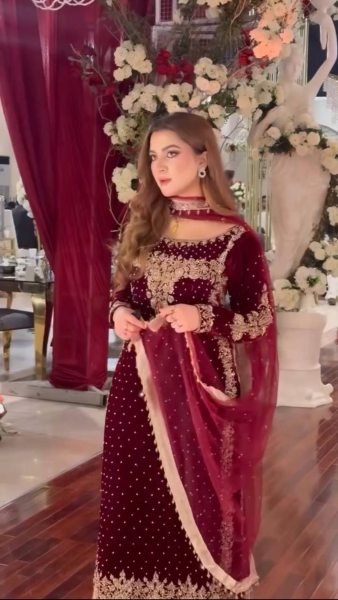 Party Wear Viscose Velvet With Embroidery Sequence Work  Ready To Wear Collection
