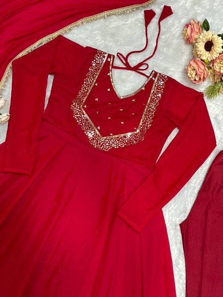 Partywear Georgette Anarkali  Suit Set With Bottom With Dupatta India Women s Wear  Anarkali Kurtis 