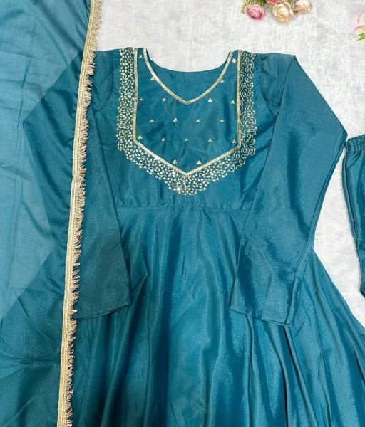 Partywear Georgette Anarkali  Suit Set With Bottom With Dupatta India Women's Wear  Anarkali Kurtis 