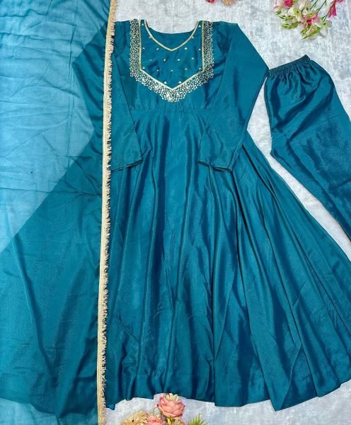 Partywear Georgette Anarkali  Suit Set With Bottom With Dupatta India Women's Wear  Anarkali Kurtis 