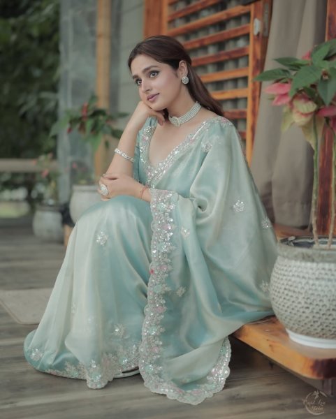 Pastel Green Satin Silk Saree with Cut Work Border and Embroidery Work for Parties Look Embroidery Sarees Wholesale