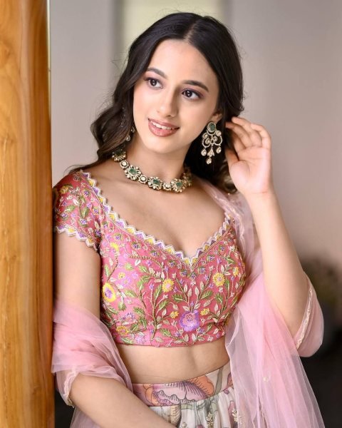 Pastel Pink Chinon Silk Lehenga with Embroidered Blouse & Net Dupatta Party Perfect Designer Lehenga Choli