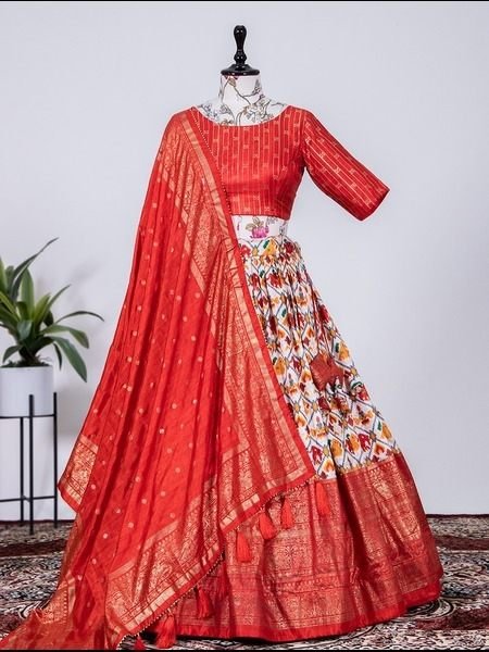 Patola Print with foil work dola silk lehenga Collection  Navratri Lehnega Choli