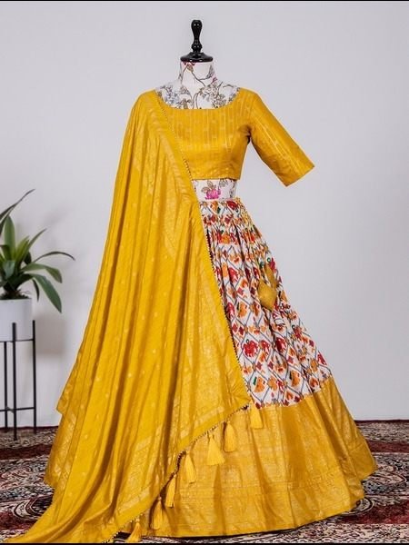 Patola Print with foil work dola silk lehenga Collection  Navratri Lehnega Choli