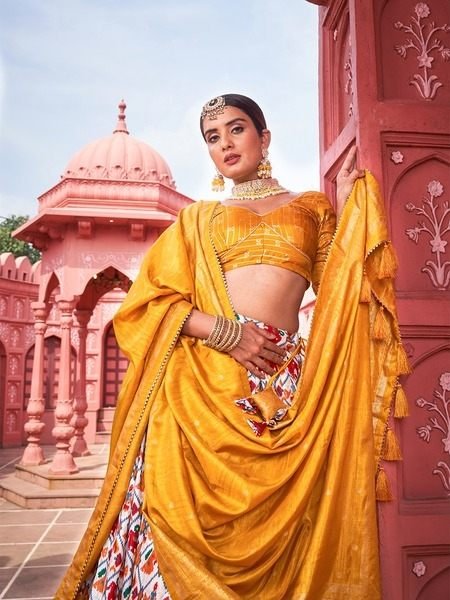 Patola Print with foil work dola silk lehenga Collection  Navratri Lehnega Choli