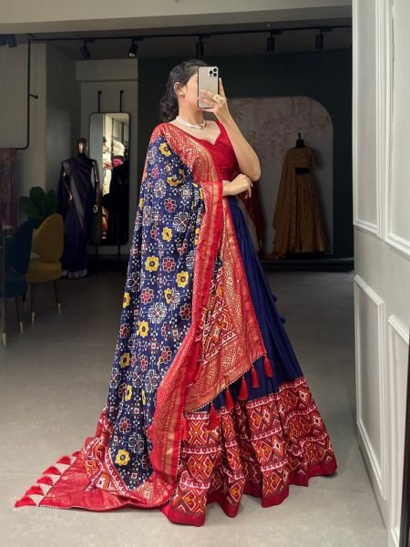Patola Printed Dola Silk Foil Work Lehenga Choli Navratri Lehnega Choli