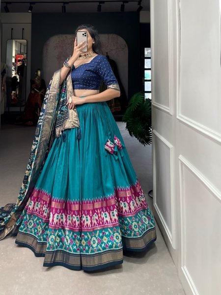 Patola Printed Tussar Silk Lehenga Choli Set Navratri Lehnega Choli
