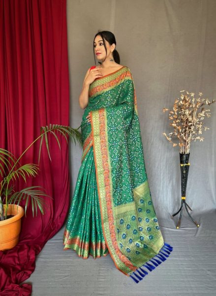 Patola Silk With Gold Zari Zigzag Weaving Saree  Patola Silk Sarees Wholesale