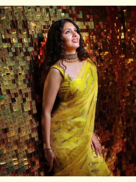 Peaceful Yellow Georgette Embroidery Sequence Work Saree  Georgette Sarees Wholesale