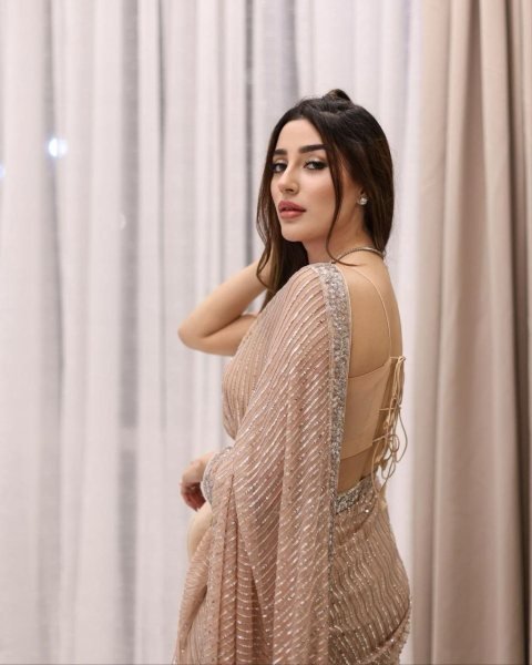 Peach Color Embroidered Saree With Blouse Piece Georgette Sarees Wholesale