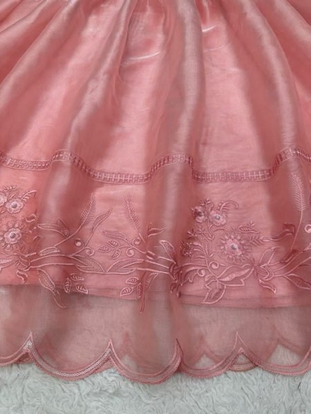 Peach Colour Thread Embroidered Anarkali Gown  Ready To Wear Collection