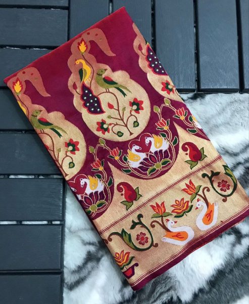 Peacock Border Paithani Weaves Sarees For Women  Patola Silk Sarees Wholesale