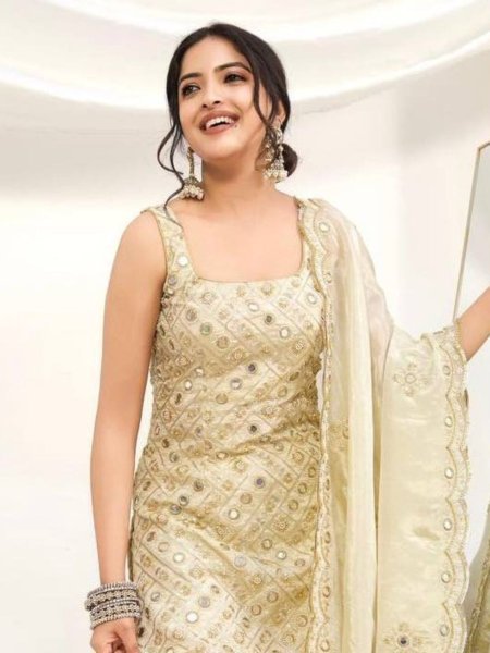 Pearl Glow Crape Palazzo Set with Sequin Work Perfect for Engagement Evenings  Ready To Wear Suit
