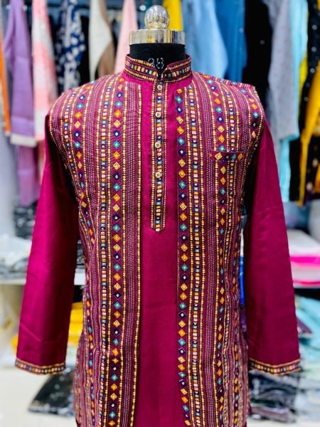 Perfect Blend Kurta With Separate Multi Colour Jacket  Kurta Pajama Wholesale