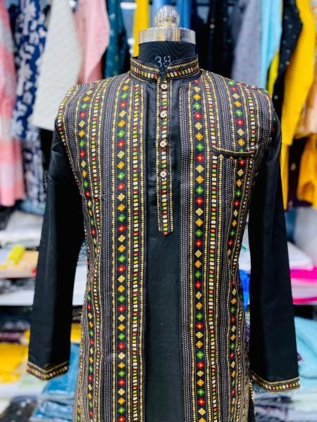 Perfect Blend Kurta With Separate Multi Colour Jacket  Kurta Pajama Wholesale