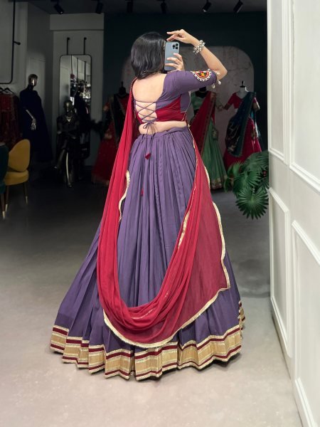 Perfect for Garba Nights Wine Purple Rayon Lehenga with Gamthi Blouse for Festive Twirls Navratri Lehnega Choli