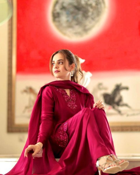 Perfect for Wedding Events Rani Pink Crepe Silk Suit Set with Dupatta Grace Ready To Wear Collection