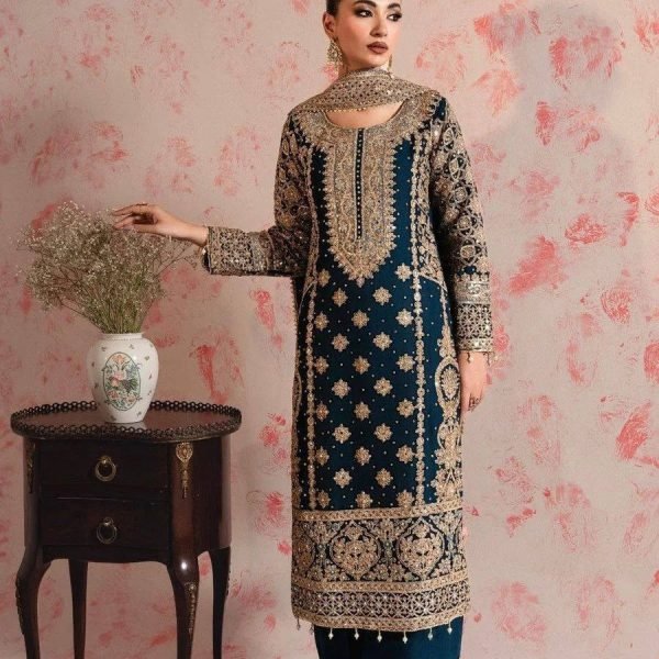 Perfect Teal Blue Color Readymade Suits with Thread and Sequin Work At Manufacturer rate Ready To Wear Collection