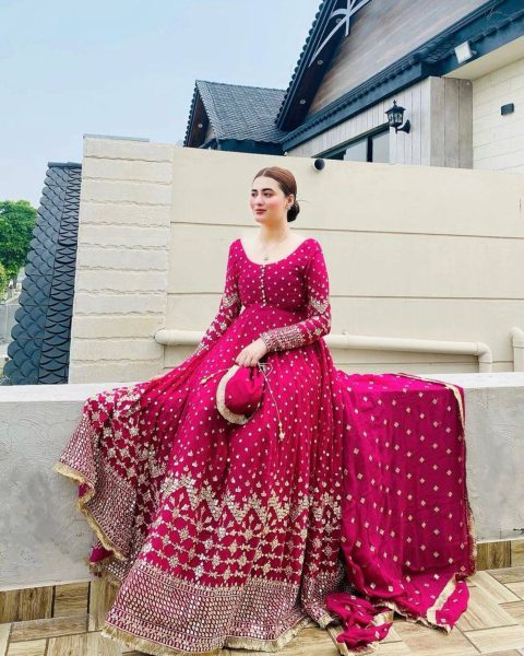 Pink Color Faux Georgette Gown With Embroidery Work  Dupatta Ready To Wear Collection