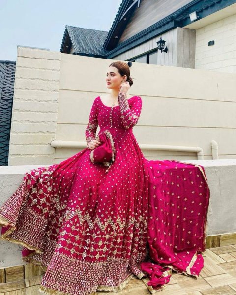 Pink Color Faux Georgette Gown With Embroidery Work  Dupatta Ready To Wear Collection