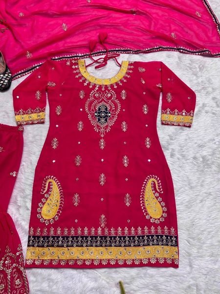 pink color Georegette with embrodery stitched sharara collection Ready To Wear Collection