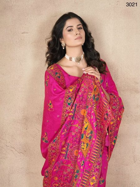 Pink Color Pashmina Work Combine With Handwork Designer Saree  Silk Sarees Wholesale