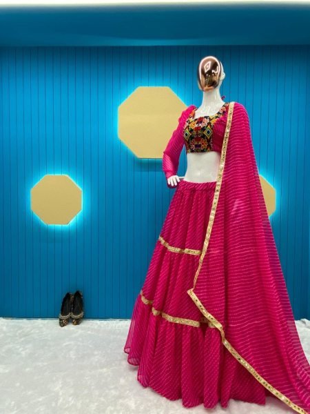 Pink Color Simple Lehenga Choli With Gamthi Work Designer Lehenga Choli