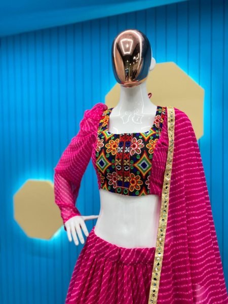 Pink Color Simple Lehenga Choli With Gamthi Work Designer Lehenga Choli