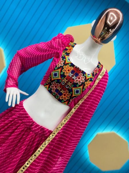 Pink Color Simple Lehenga Choli With Gamthi Work Designer Lehenga Choli