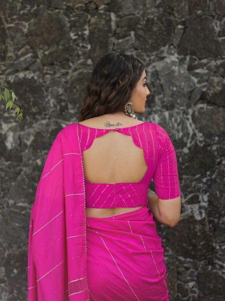 Pink Color Viscose Chanderi Saree  Cotton Sarees Wholesale