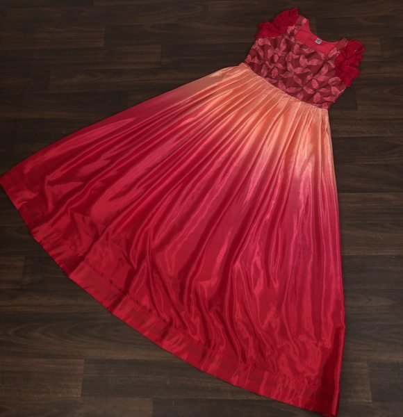 Pink  Colour Designer Chinon Silk Gown  Anarkali Kurtis 