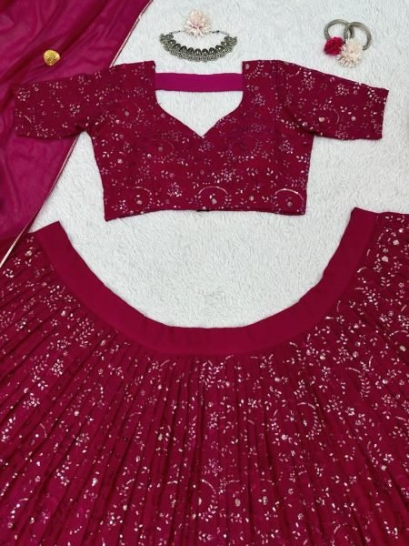 Pink Georgette With Sequnce Lehnega  Choli Collection  Designer Lehenga Choli