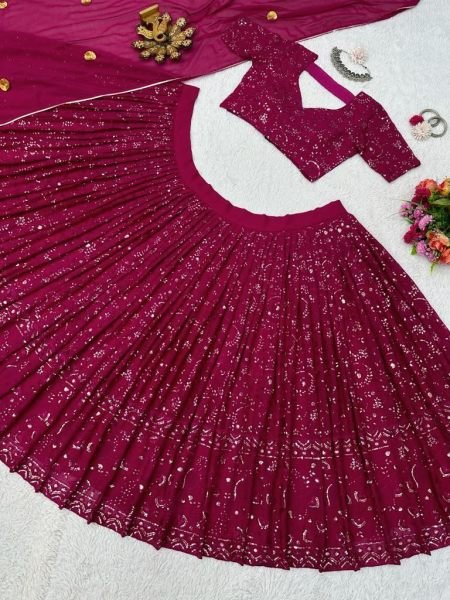 Pink Georgette With Sequnce Lehnega  Choli Collection  Designer Lehenga Choli