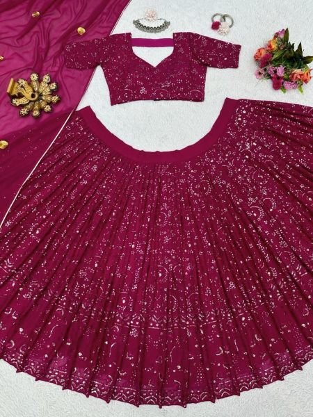 Pink Georgette With Sequnce Lehnega  Choli Collection  Designer Lehenga Choli