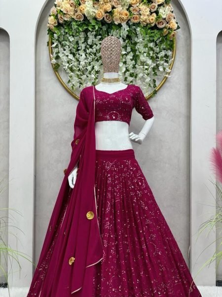 Pink Georgette With Sequnce Lehnega  Choli Collection  Designer Lehenga Choli