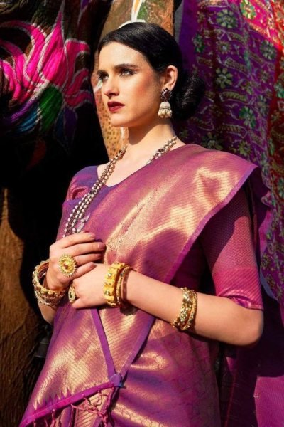 Pink lichi silk saree Silk Sarees Wholesale