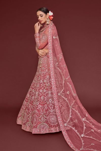 Pink Net Trendy Lehenga Choli Bridal Lehenga Choli
