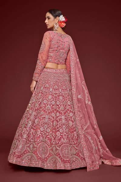 Pink Net Trendy Lehenga Choli Bridal Lehenga Choli